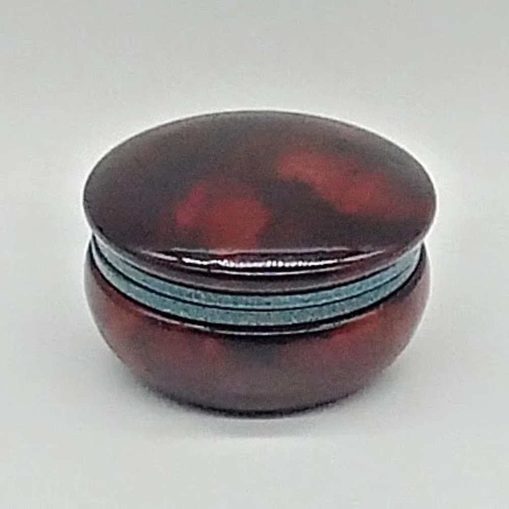 Brown Alabaster Hand-Carved Hinged Trinket Box